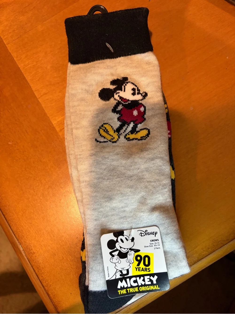 NWT Disney Mickey Mouse Crew Socks 2 pair Size 10-13